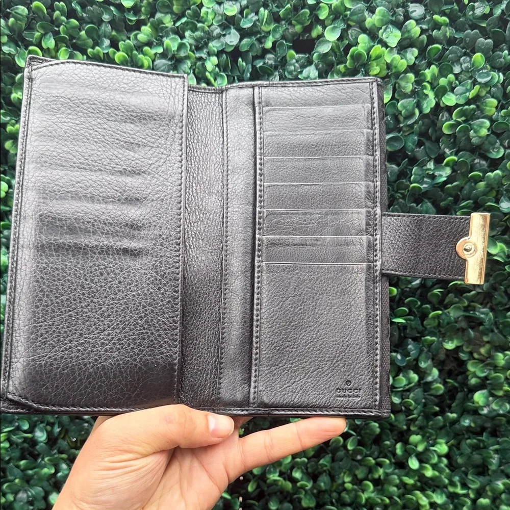 Gucci Authentic Black Embossed Clutch Wallet